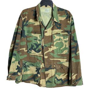 US Military BDU Uniform Coat Woodland Camo Combat Cotton 80s Surplus Men M-Short